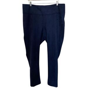 Andrew Marc - Navy Blue Faux Suede Pointe Leggings Pants- Women's Plus Size XXL